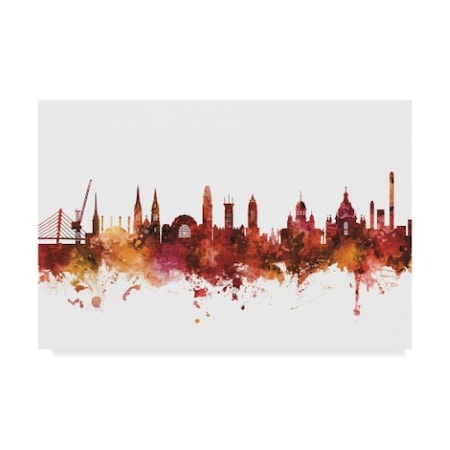 Michael Tompsett 'Helsinki Finland Skyline Red' Canvas Art,16x24